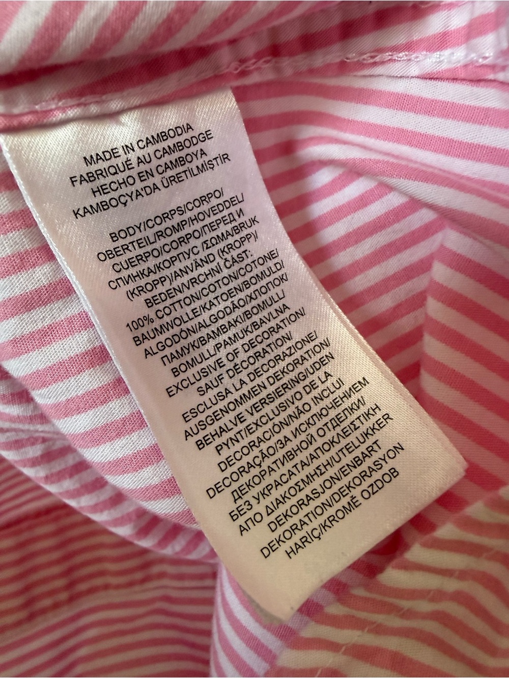 Lauren Ralph Lauren Pink White Stripe Logo Button Up Tunic Shirt Dress Large - Picture 6 of 7